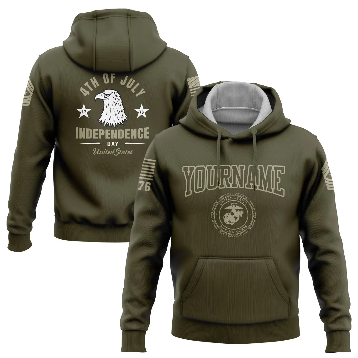 Custom Eagle 4th Of July Military Hoodie Independence Day Apparel Gift For Father