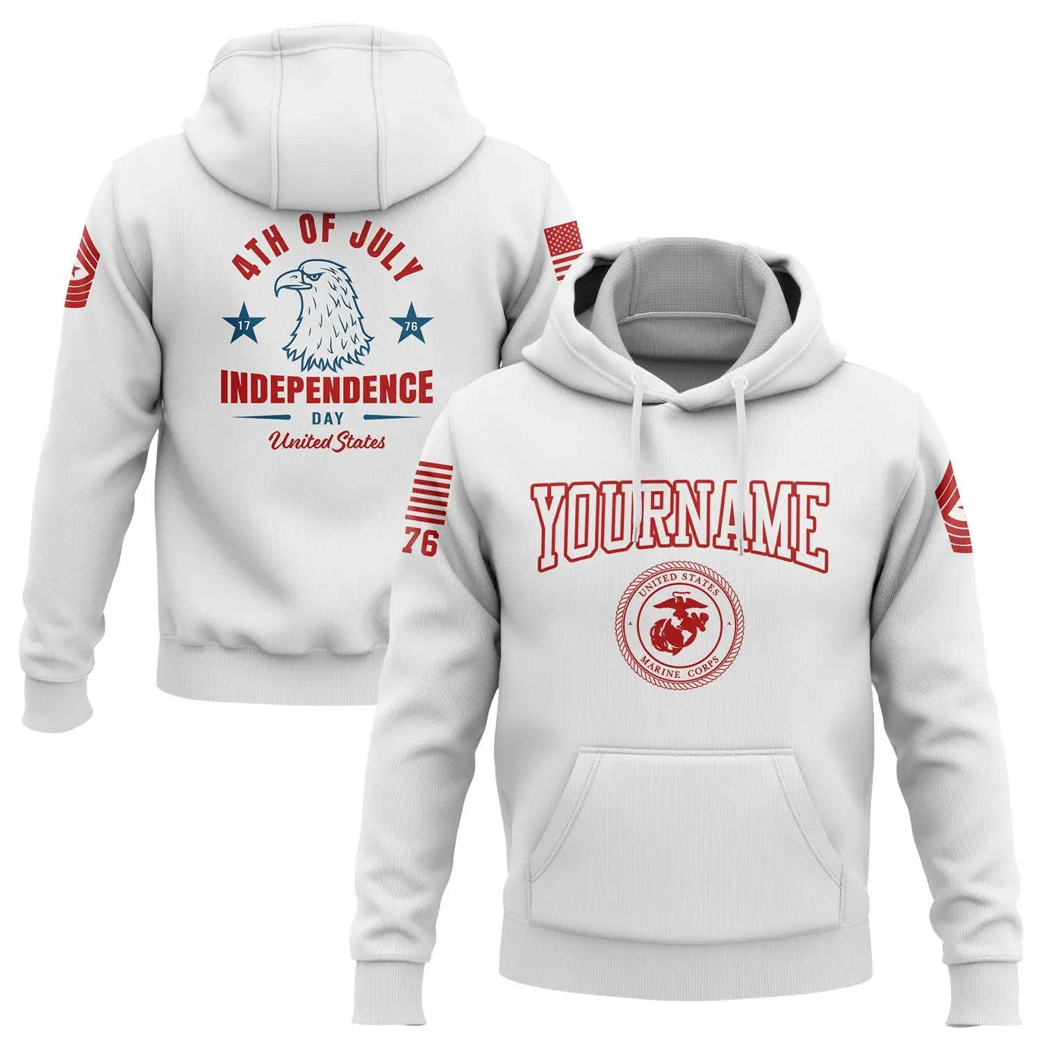 Custom Eagle 4th Of July Military Hoodie Independence Father's Day Gifts