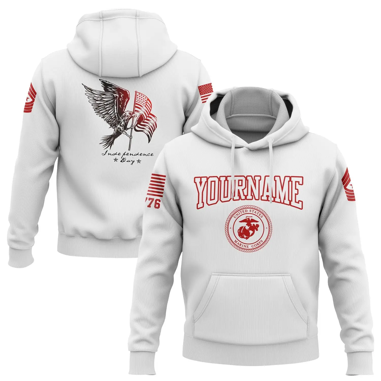 Custom Eagle American Flag Military Hoodie Independence Day Gifts Ideas For Friend