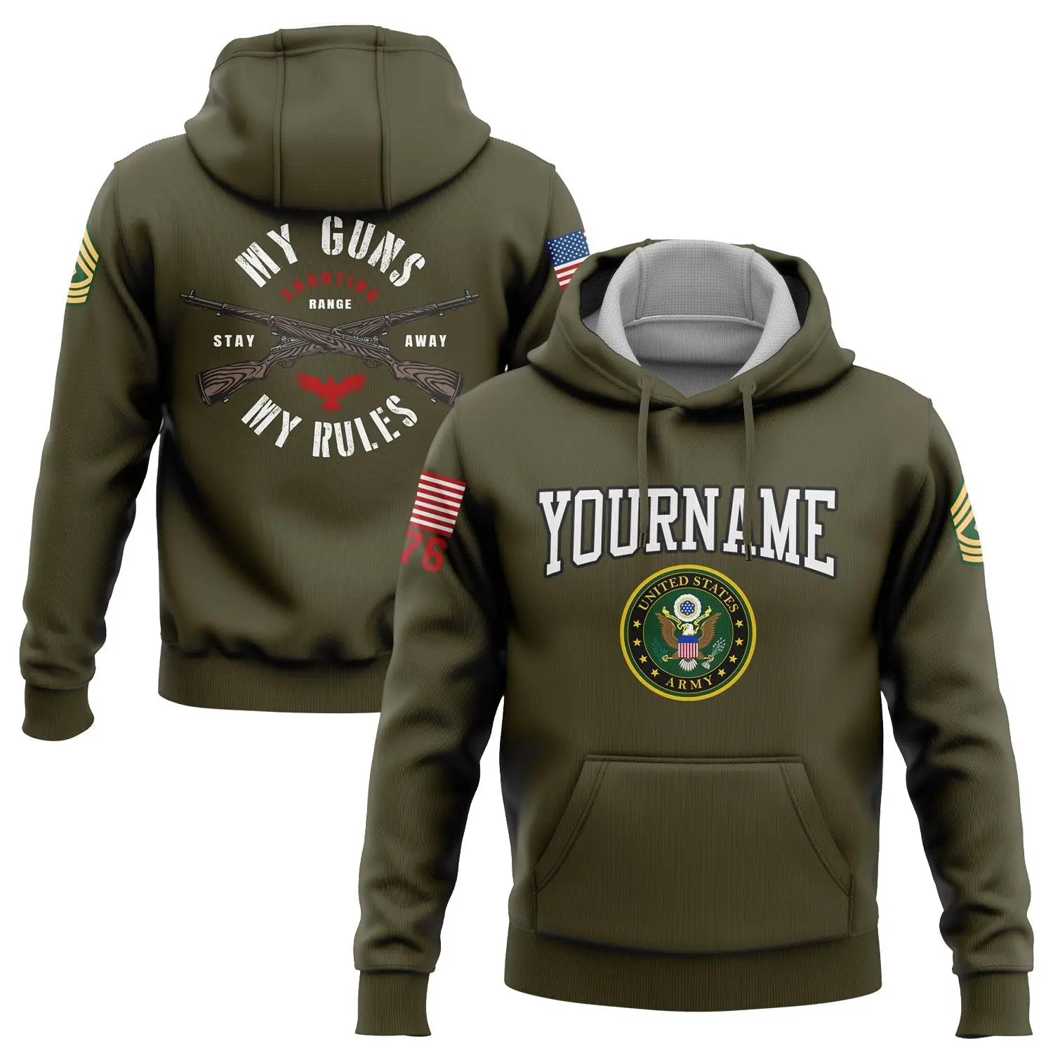 Custom Eagle My Rules 1776 Hoodie U.S Army Military Apparel Gift For Dad