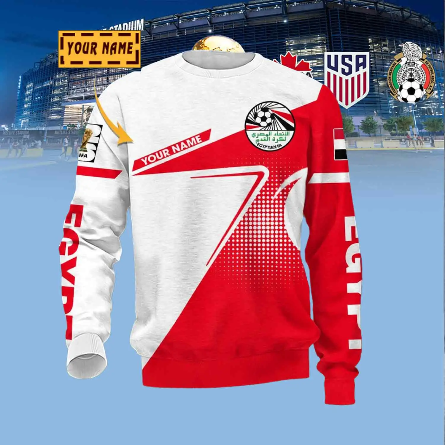 Custom Egypt Football Player Sweatshirt Game Day Clothing Best Gift For Ecuador Fans