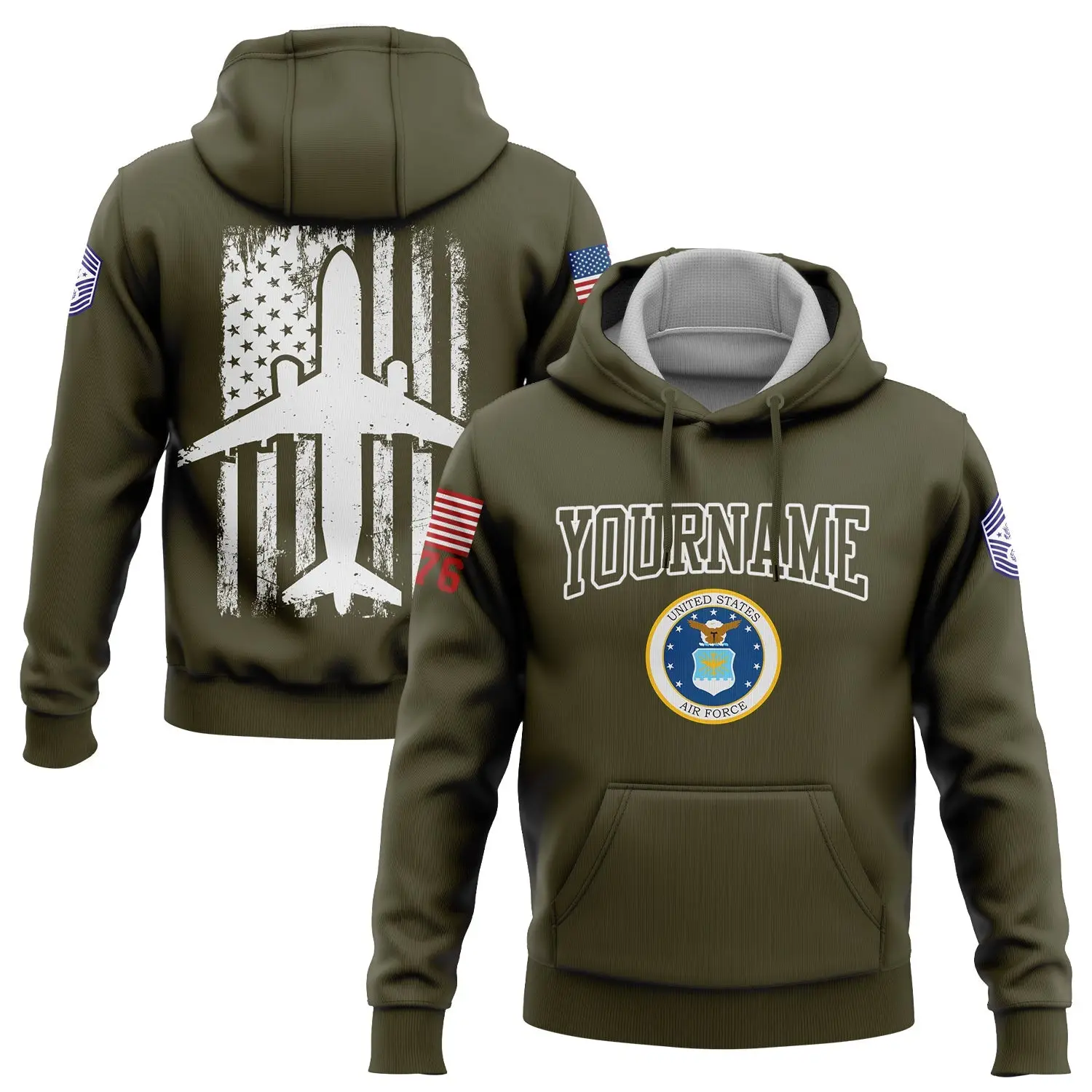 Custom Fighter 1776 American Flag Hoodie U.S Air Force Military Apparel Good Gift For Her