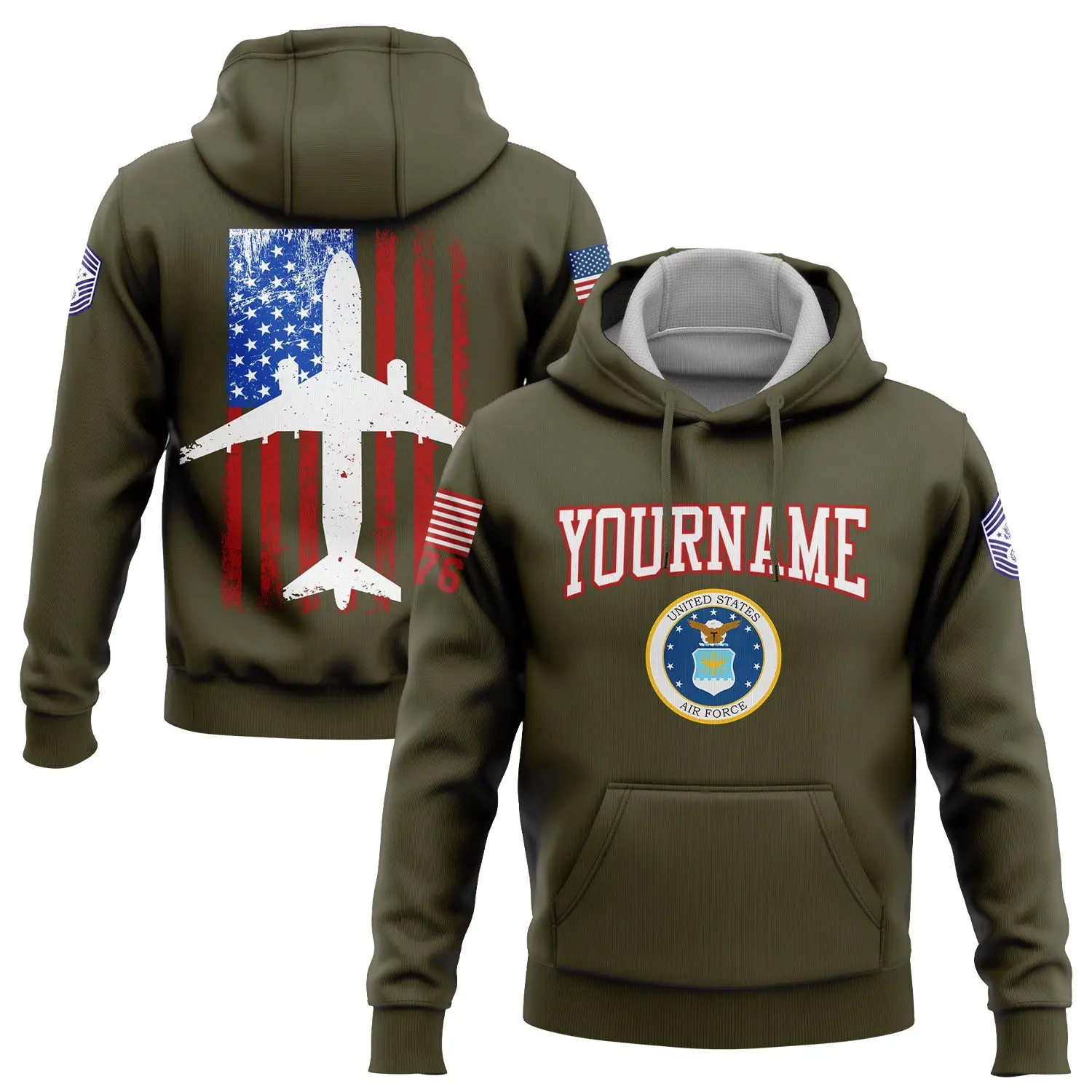 Custom Fighter 1776 American Flag Hoodie U.S Air Force Military Clothes Gift For Him