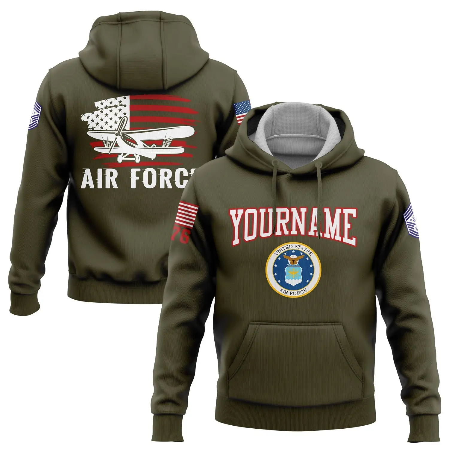 Custom Fighter 1776 American Flag Hoodie U.S Air Force Military Clothes Gift For Son