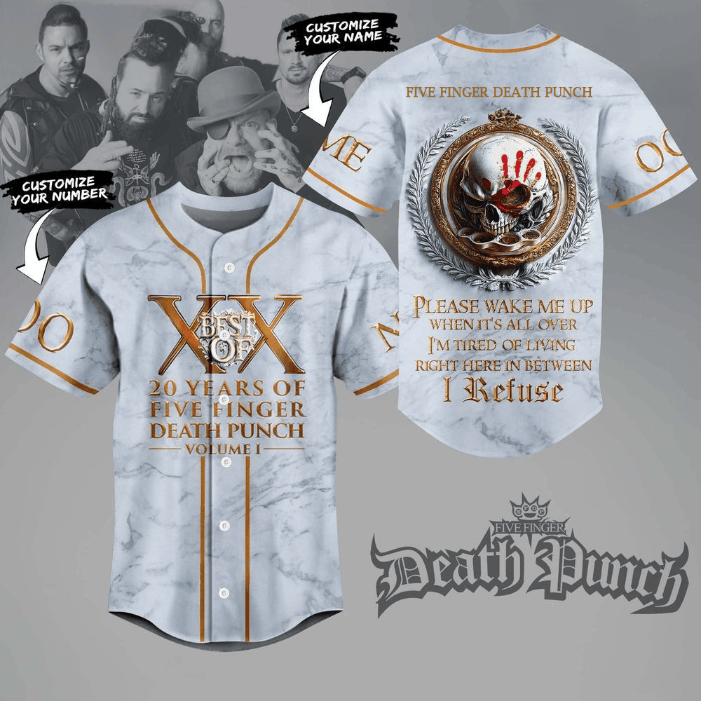 Custom Five Finger Death Punch 20Th Anniversary Best Of Baseball Jersey Dad Fathers Day Gifts
