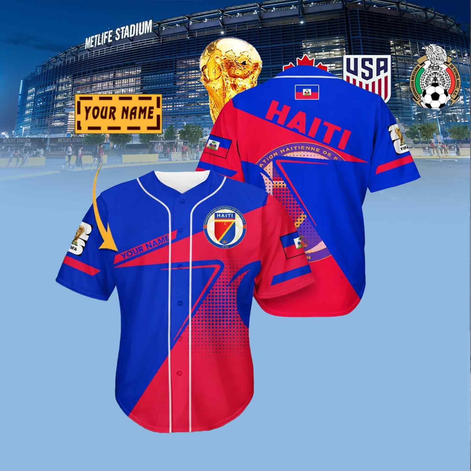 Custom Haiti Soccer Baseball Jersey FIFA World Cup 2026 Clothes Gifts For Sport Lovers