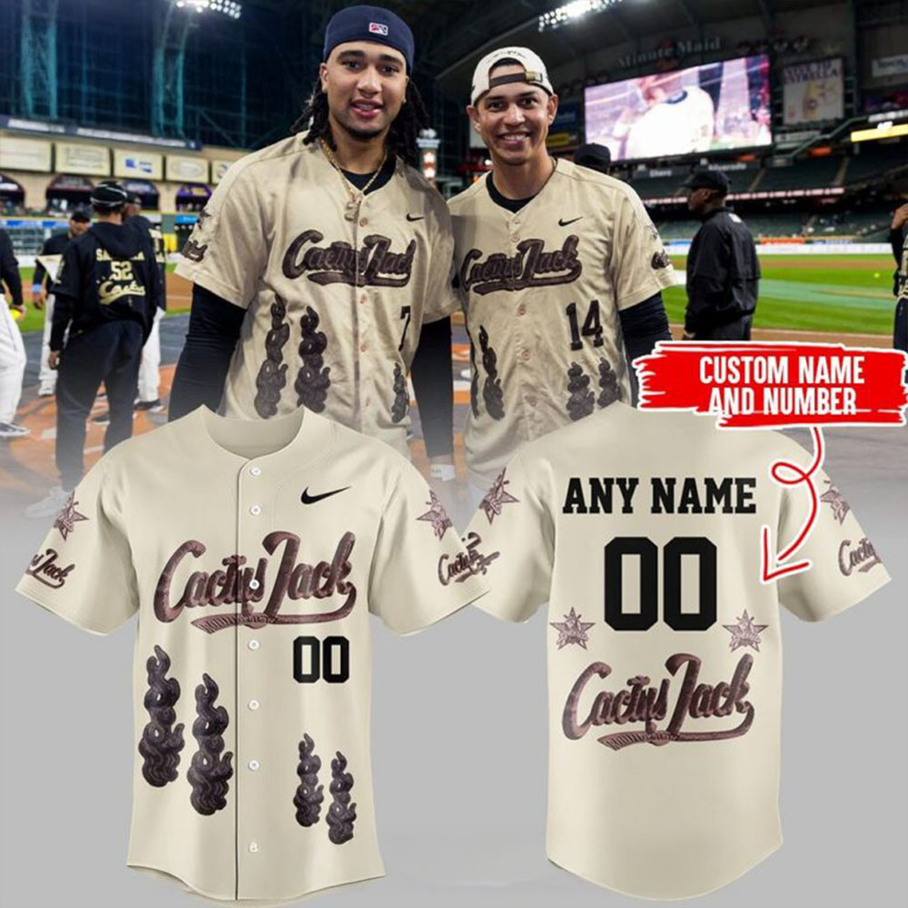 Custom Houston Astros 2026 Cactus Jack HBCU Baseball Jersey Awesome Father's Day Gifts