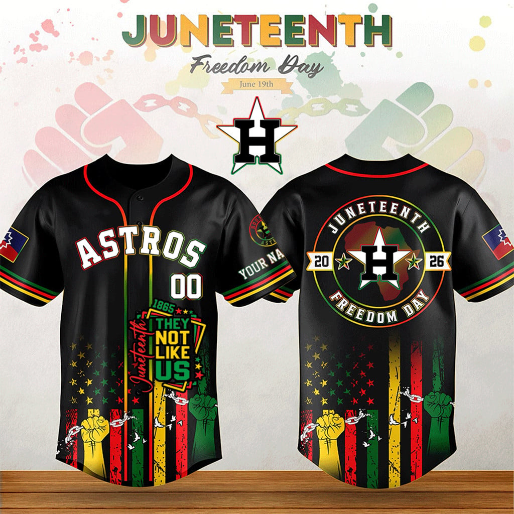 Custom Houston Astros Juneteenth Freedom Day They Not Like Us Baseball Jersey 2026 Fan Merch