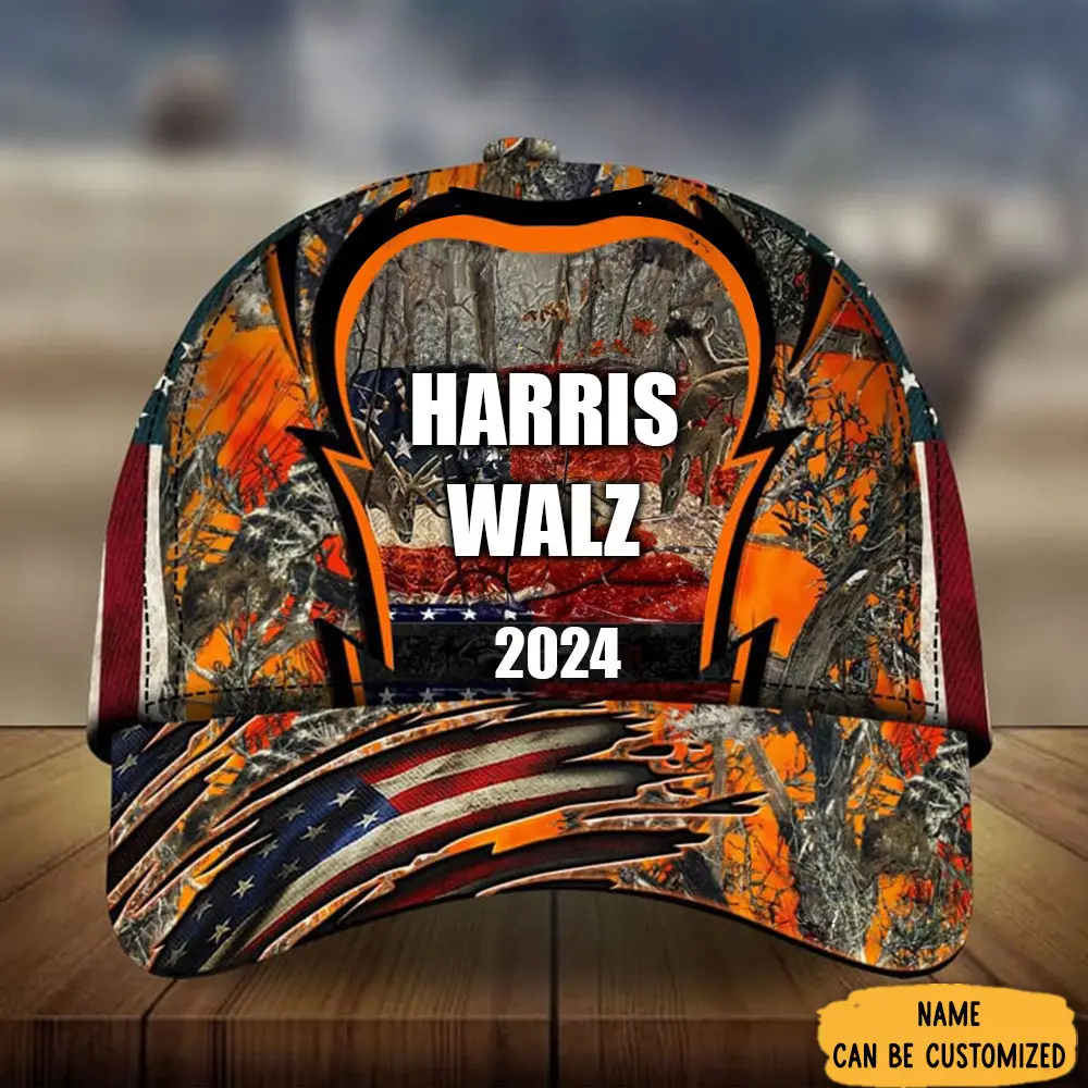 Custom Hunters For Harris Walz 2024 Camo Hat Harris Walz For President Hat Hunters Gifts