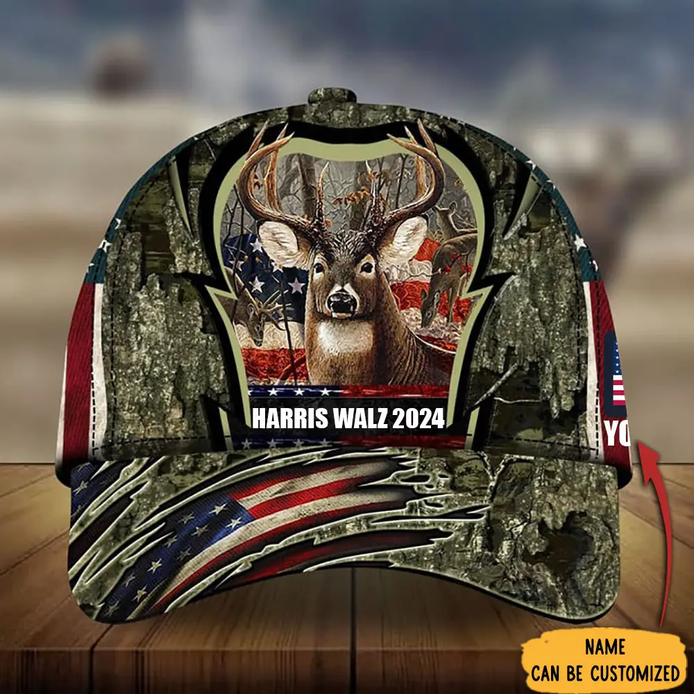 Custom Hunters For Harris Walz 2024 Camo Hat Harris Walz Supporters Hat Gifts For Dad