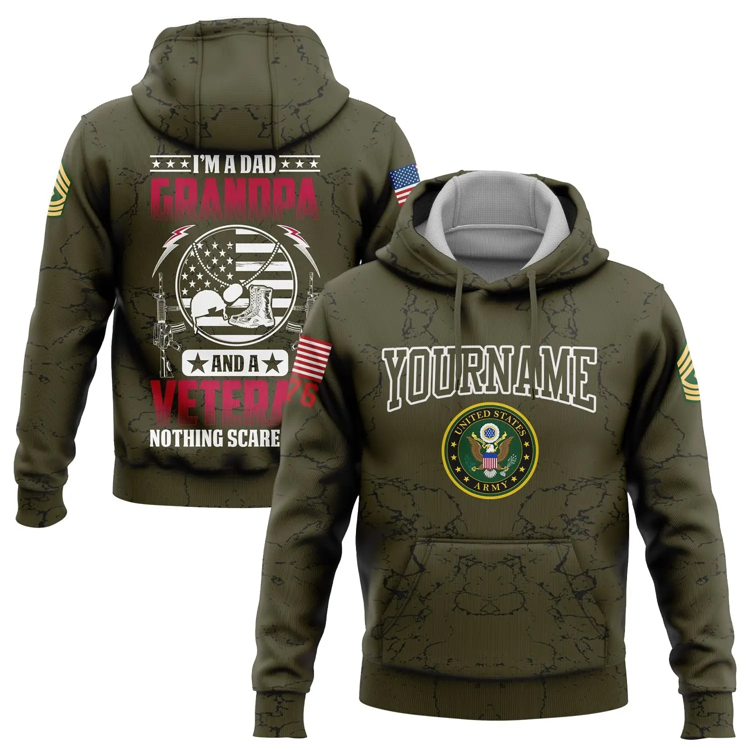Custom I'm A Dad Grandpa Hoodie 1776 Flag U.S Army Military Clothes Gift For Her