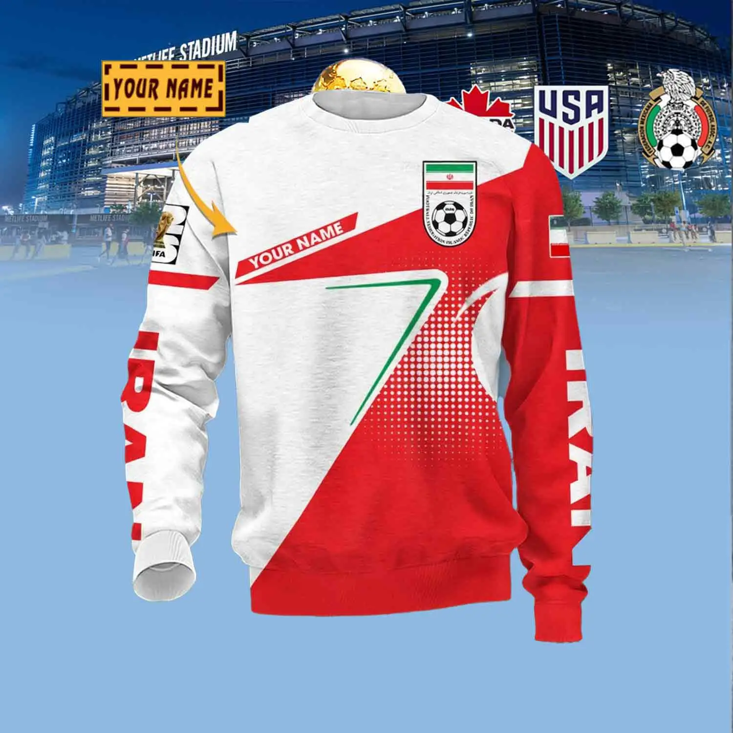 Custom Iran Soccer Sweatshirt FIFA World Cup 2026 Apparel Unique Gifts For Sport Lovers Custom Iran Soccer Sweatshirt FIFA World Cup 2026 Apparel Unique Gifts For Sport Lovers - Image 1