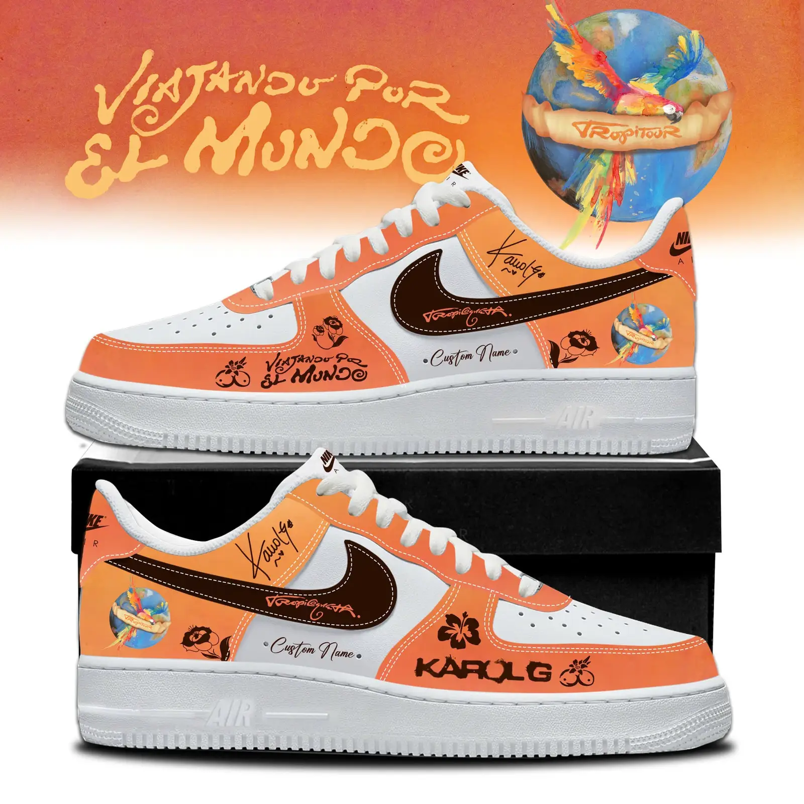 Custom Karol G 2026 Tour Viajando Por El Mundo Tropitour AF1 Karol G Merch Latina Fan Gift Custom Karol G 2026 Tour Viajando Por El Mundo Tropitour AF1 Karol G Merch Latina Fan Gift - Image 1