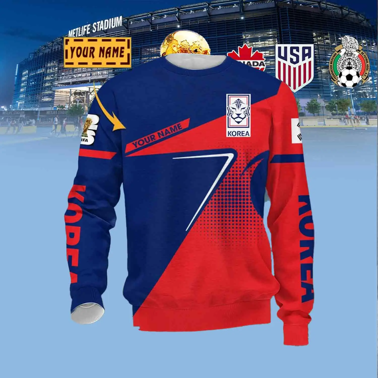 Custom Korea Soccer Sweatshirt FIFA World Cup 2026 Clothing Good Gift For Soccer Lovers