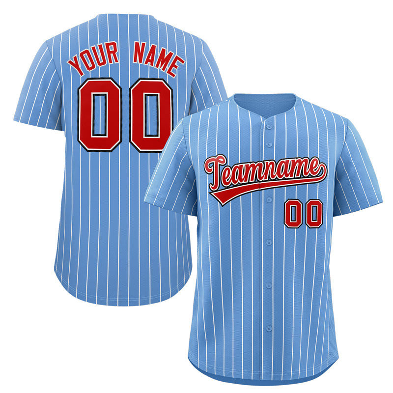 Custom Light Blue Red-Royal Stripe Fashion Baseball Jersey