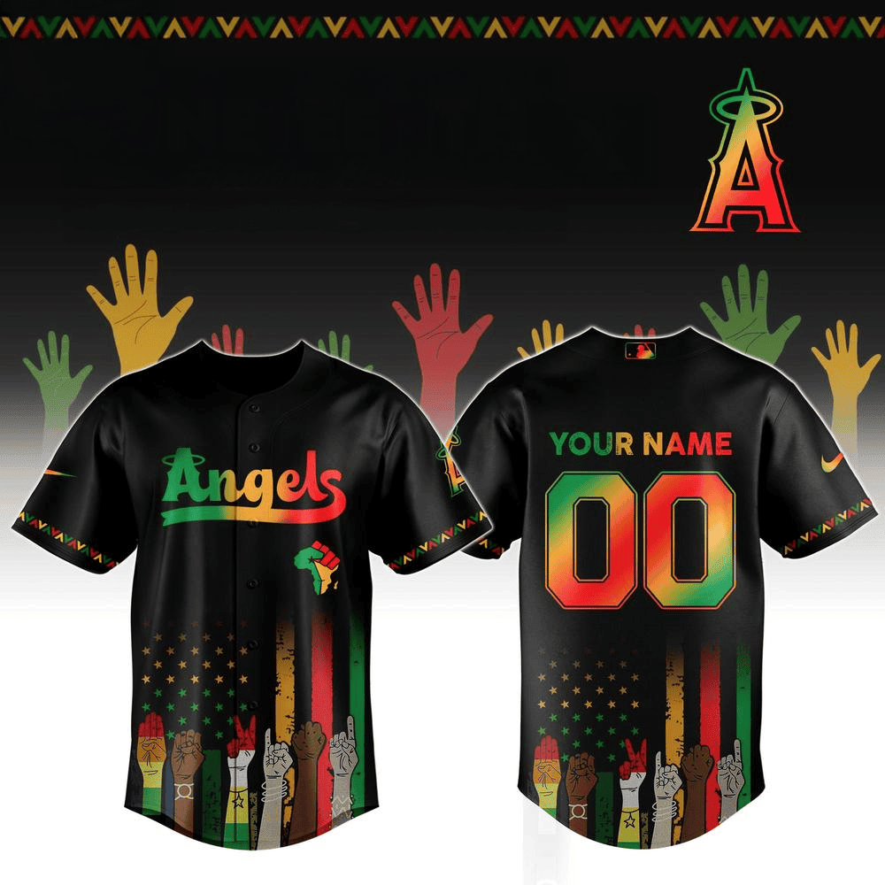 Custom Los Angeles Angels x Juneteenth Freedom Day Baseball Jersey Los Angeles Angels Merch
