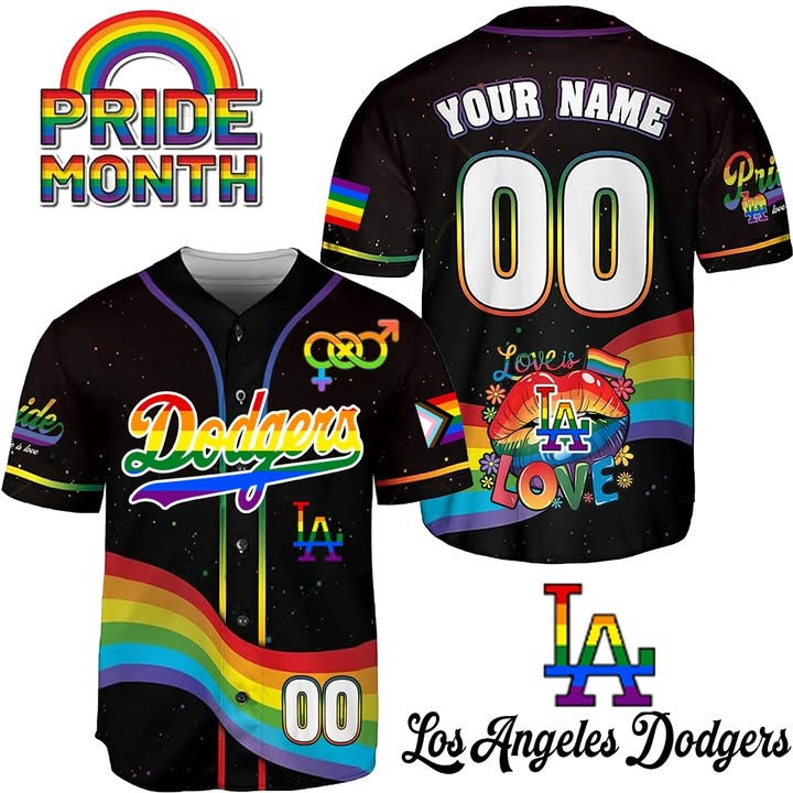 Custom Los Angeles Dodgers Pride Month Jersey Support LGBT Love Is Love Pride Merch Custom Los Angeles Dodgers Pride Month Jersey Support LGBT Love Is Love Pride Merch - Image 1