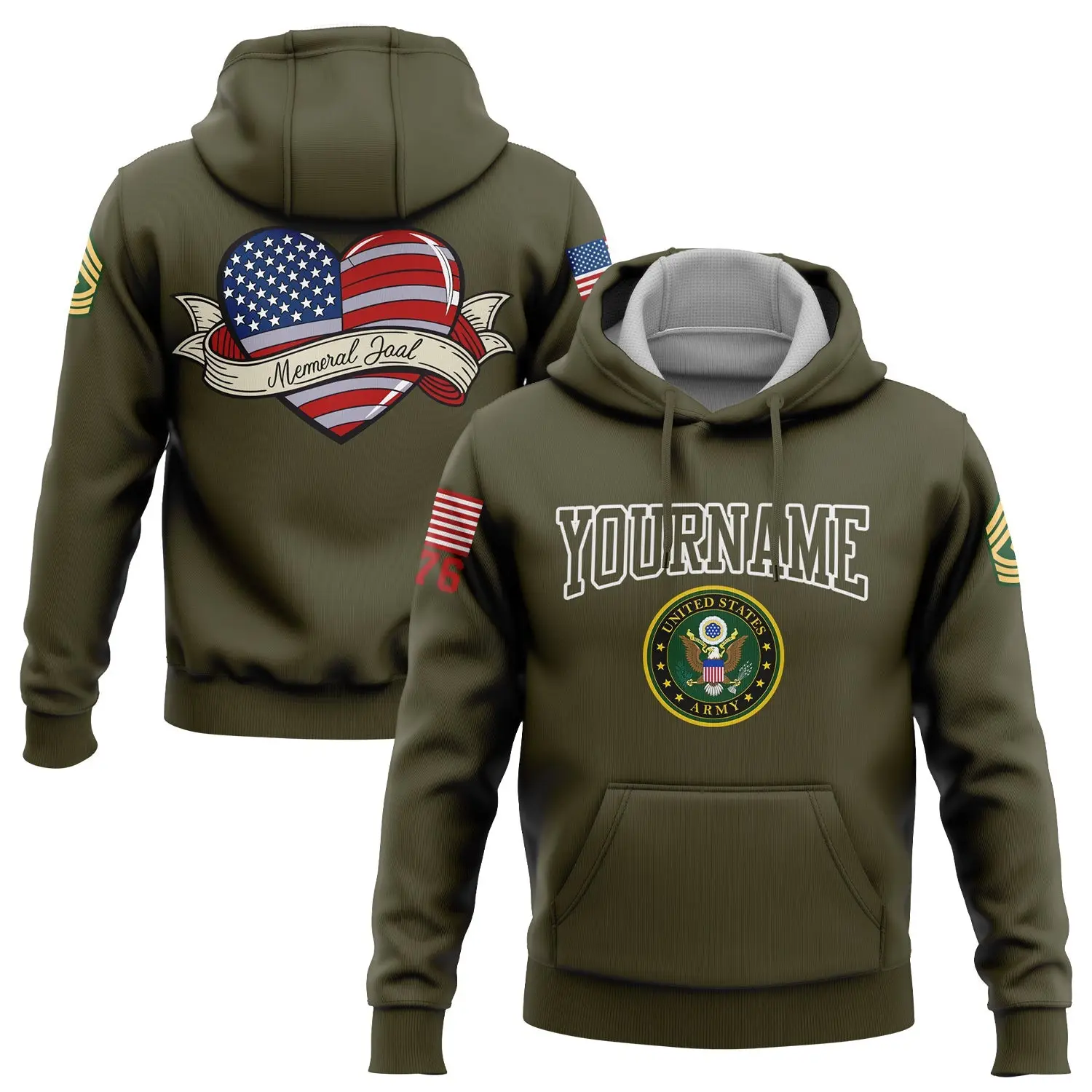 Custom Love 1776 American Flag Hoodie U.S Army Military Apparel Unique Gift For Father