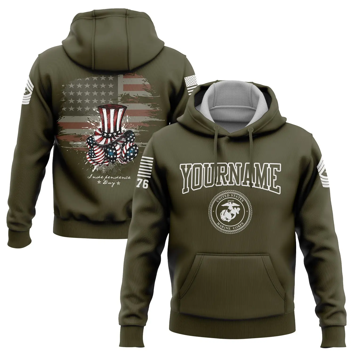Custom Magic Hat American Flag Military Hoodie Independence Day Apparel Unique Gift For Him