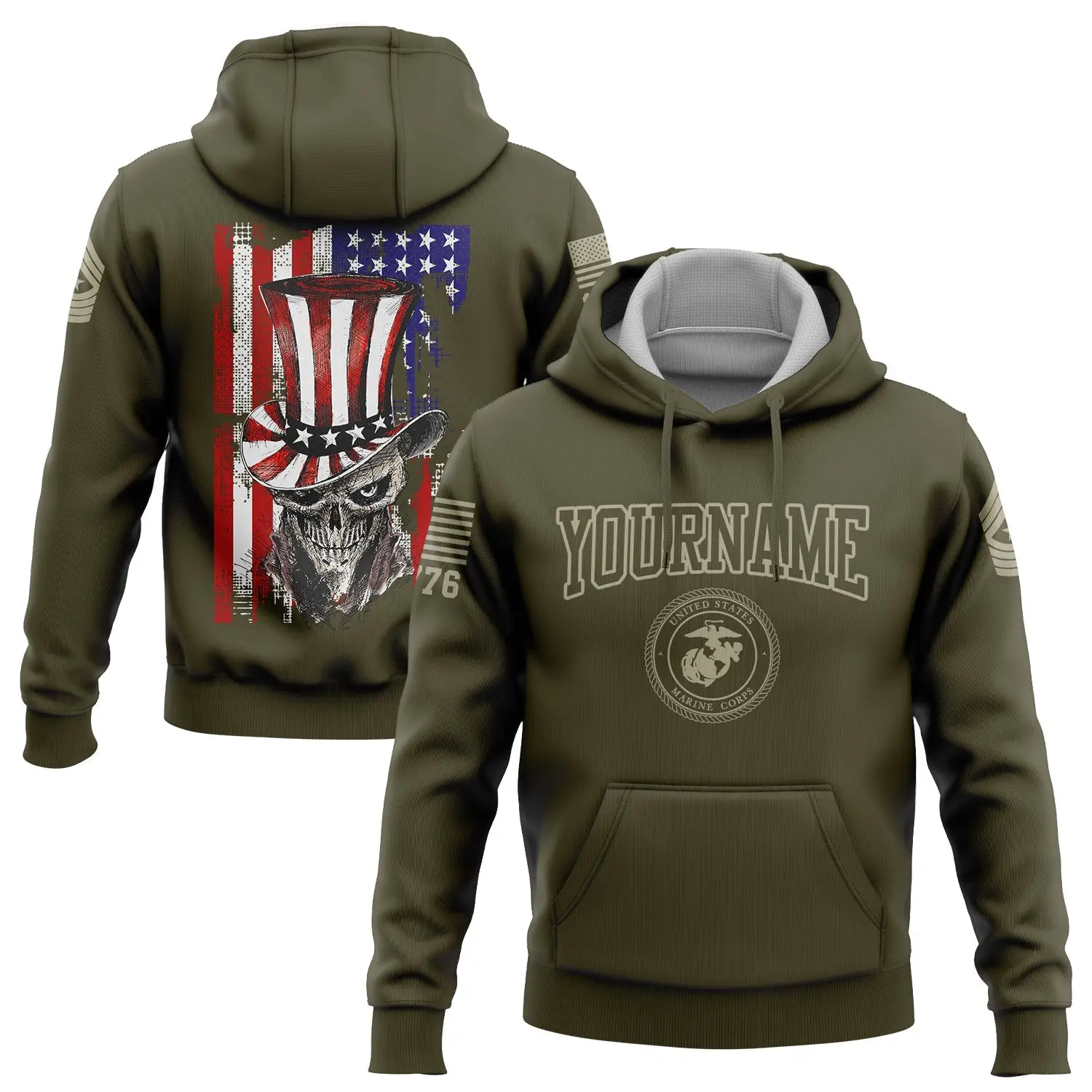 Custom Magician Skull Military Hoodie Independence Day Apparel Unique Gift For Him