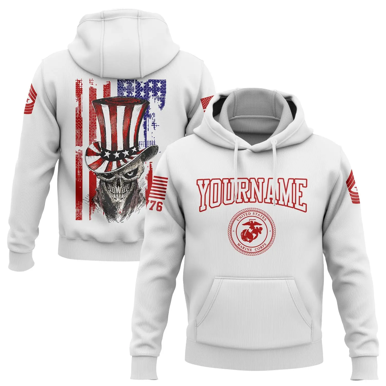 Custom Magician Skull Military Hoodie Independence Day Gifts Ideas For Father