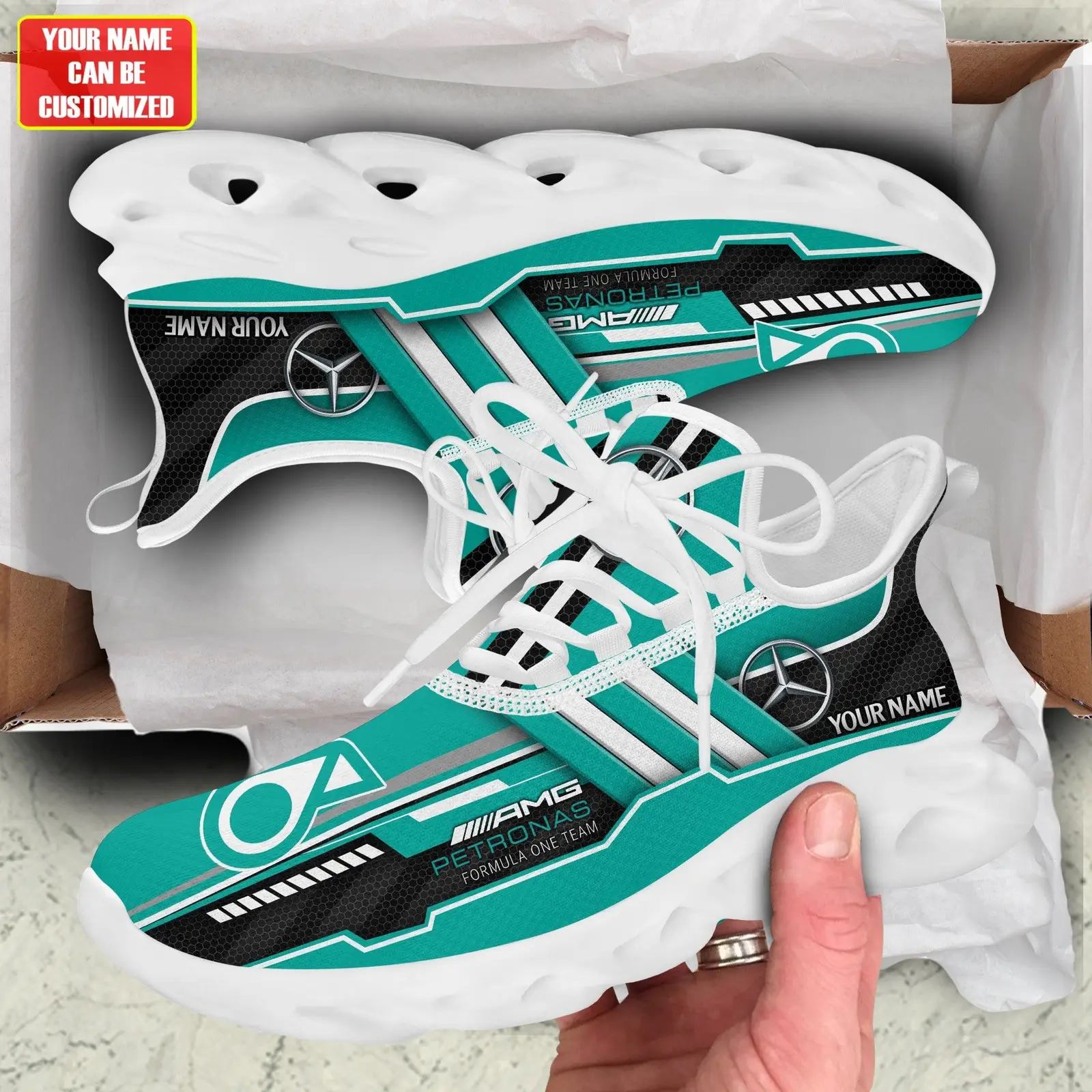 Custom Mercedes 100th Anniversary Sneaker Mercedes AMG Petronas Shoes Gift For Him