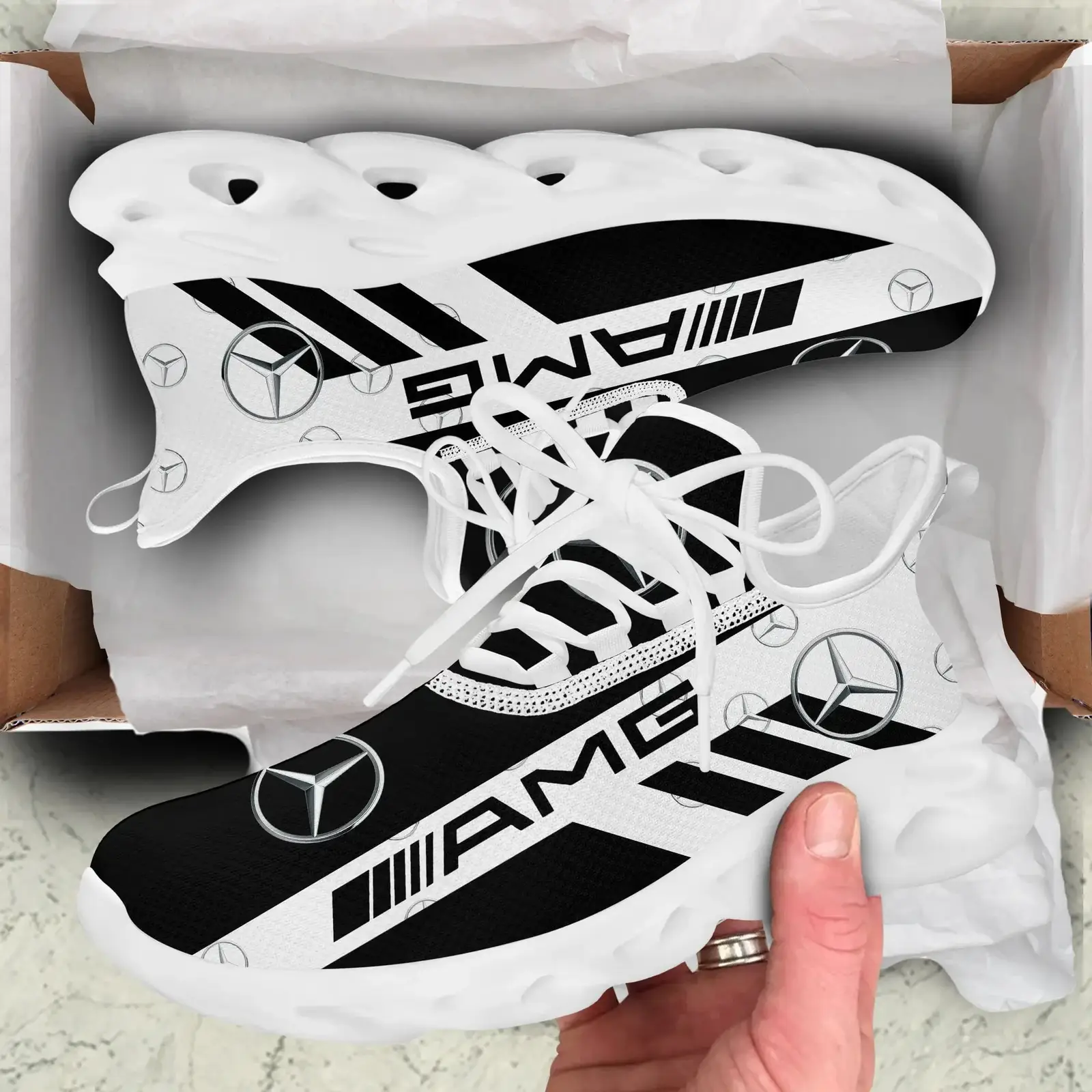 Custom Mercedes 100th Anniversary Sneaker Mercedes-Benz Logo Shoes Gift For Brothers