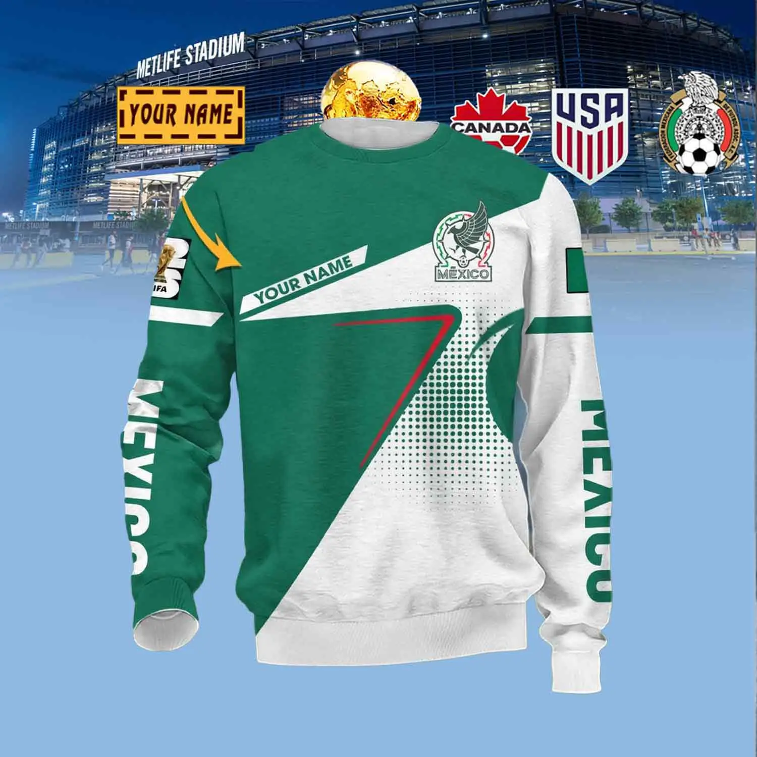 Custom Mexico National Soccer Sweatshirt Game Day Apparel Great Gift For Men