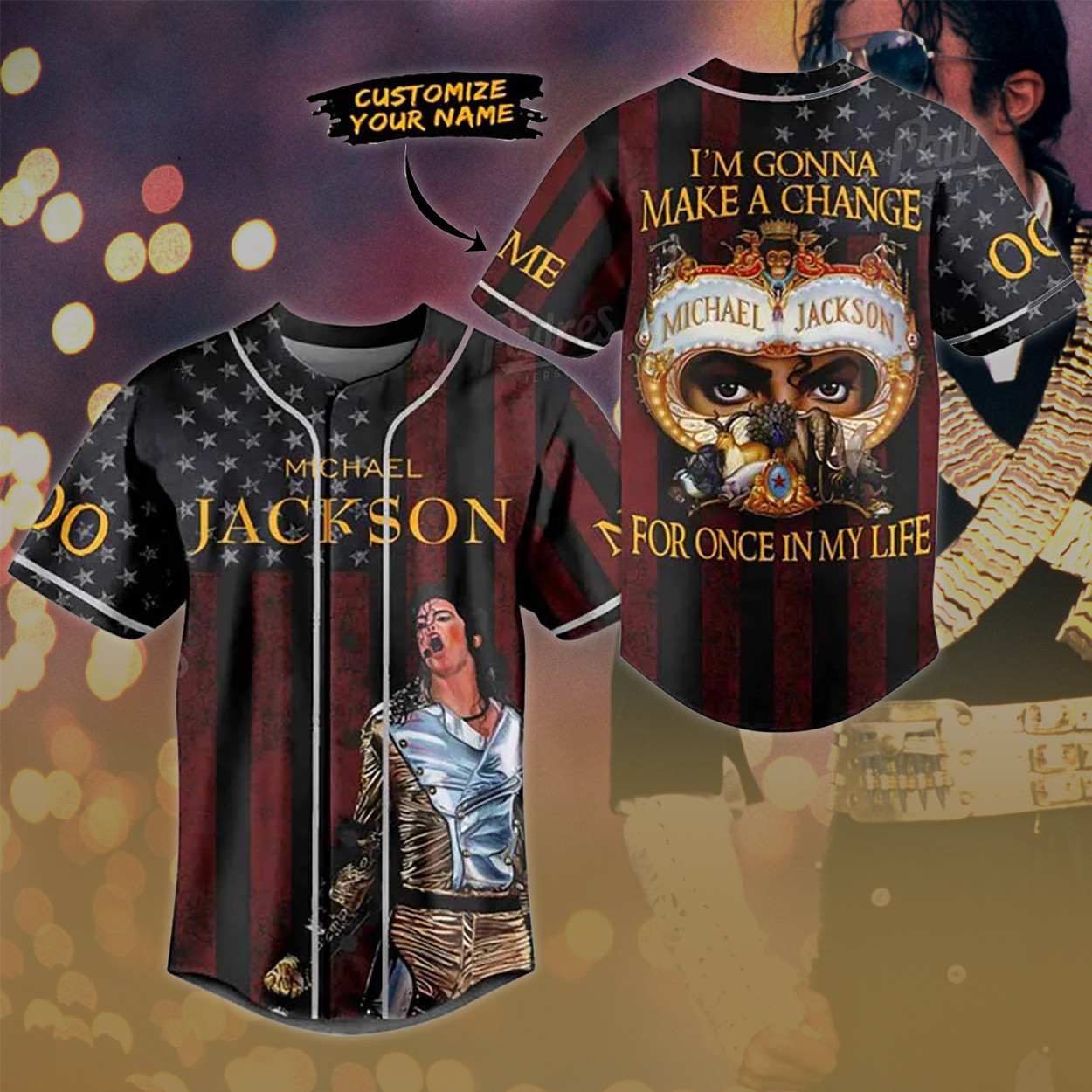 Custom Michael Jackson Baseball Jersey Vintage Commemorative King Of Pop Clothes Gift For Men Custom Michael Jackson Baseball Jersey Vintage Commemorative King Of Pop Clothes Gift For Men - Image 1