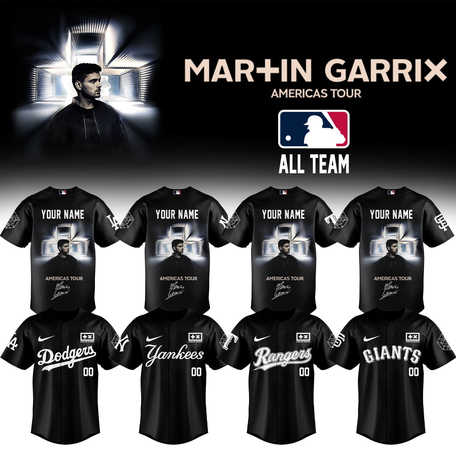 Custom MLB Team x Martin Garrix Americas Tour Jersey Martin Garrix Merch Gift For Brother