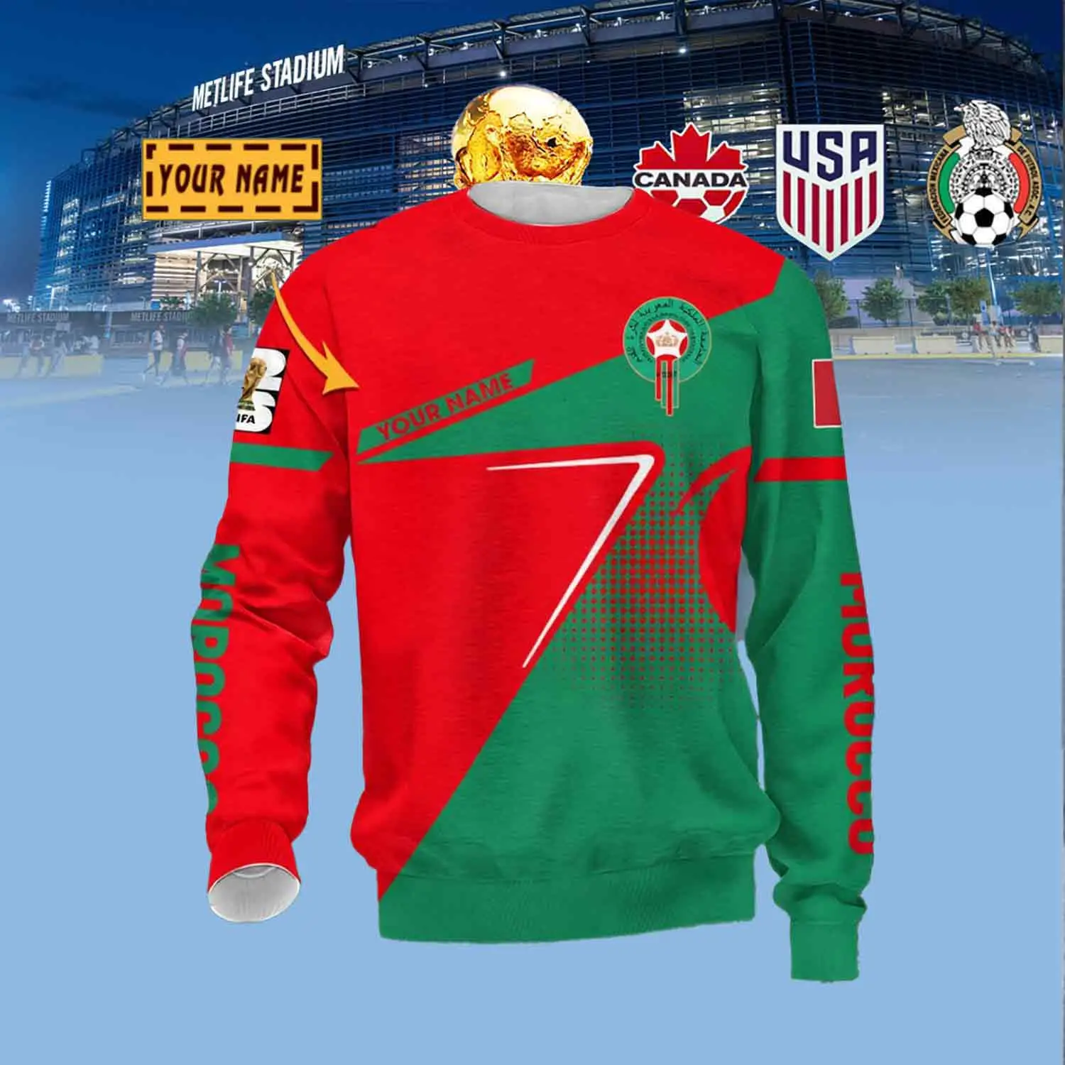 Custom Morocco National Soccer Sweatshirt Game Day Clothes Birthday Gift Ideas For Brother