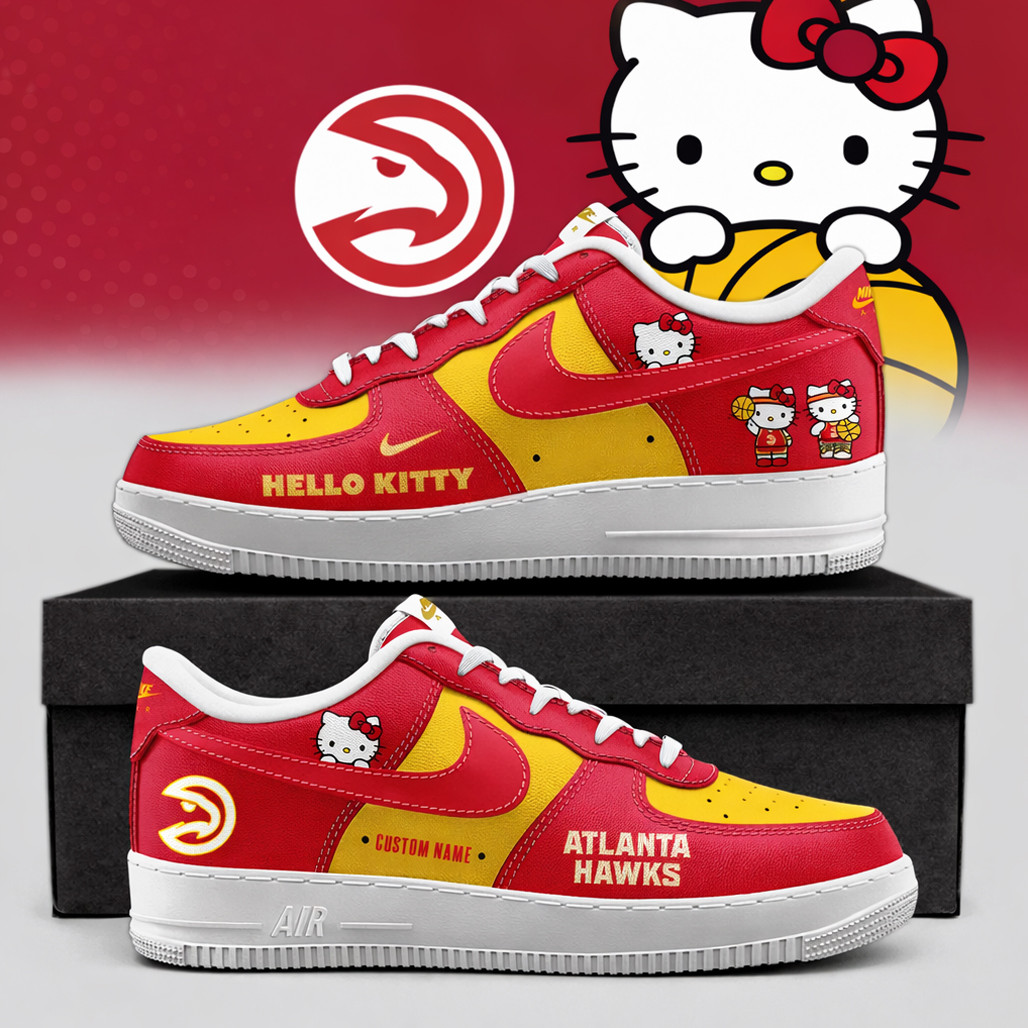 Custom Name Atlanta Hawks x Hello Kitty Night 2026 Air Force 1 Shoes Sneakers Custom Name Atlanta Hawks x Hello Kitty Night 2026 Air Force 1 Shoes Sneakers - Image 1
