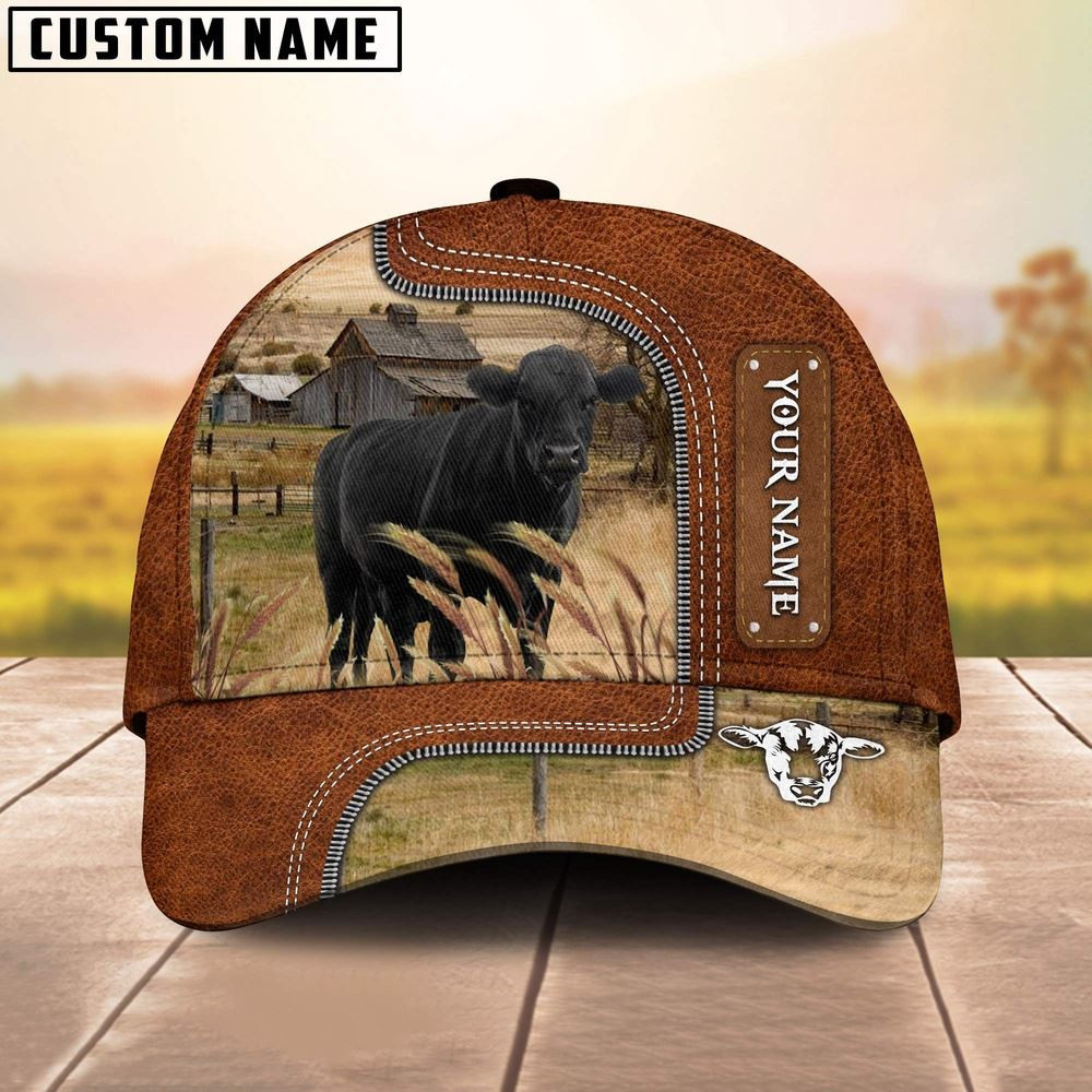 Custom Name Black Angus Cattle Cap On The Meadow Farm Cap Farmer Baseball Cap Gift For Farmer