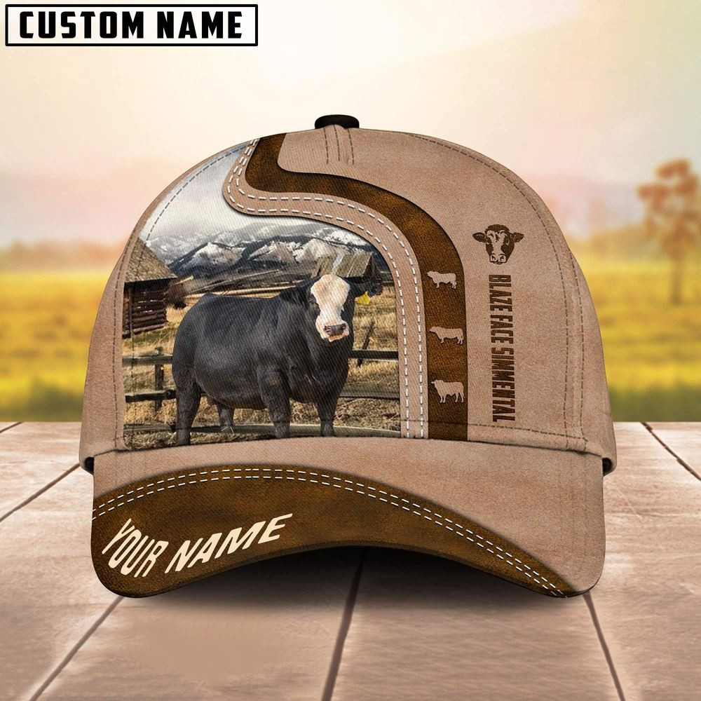 Custom Name Blaze Face Simmental Light Brown Cap Farm Cap Farmer Baseball Cap Gift For Farmer Custom Name Blaze Face Simmental Light Brown Cap Farm Cap Farmer Baseball Cap Gift For Farmer - Image 1