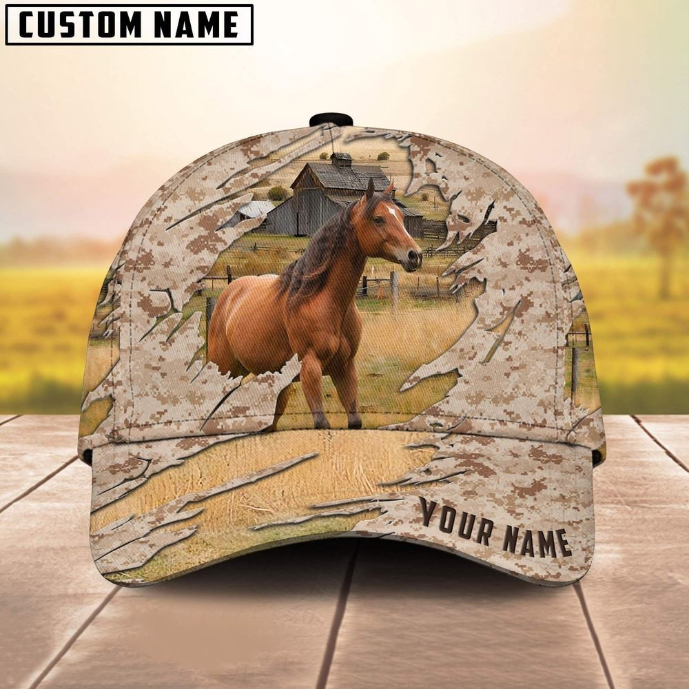 Custom Name Horse Camo Pattern Cap Farm Cap Farmer Baseball Cap Gift For Farmer