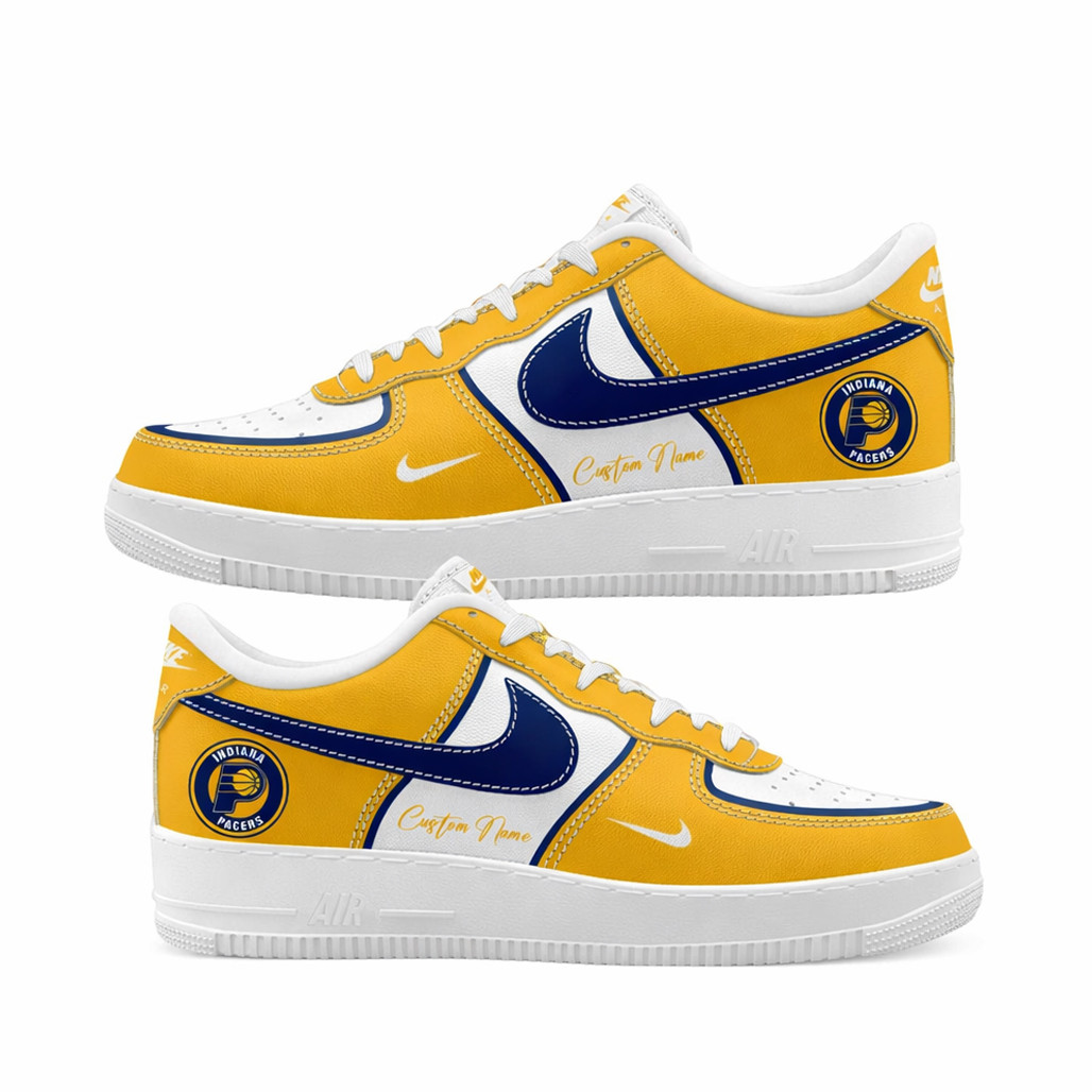 Custom Name Indiana Pacers Basketball Air Force 1 Shoes Sneakers Custom Name Indiana Pacers Basketball Air Force 1 Shoes Sneakers - Image 1
