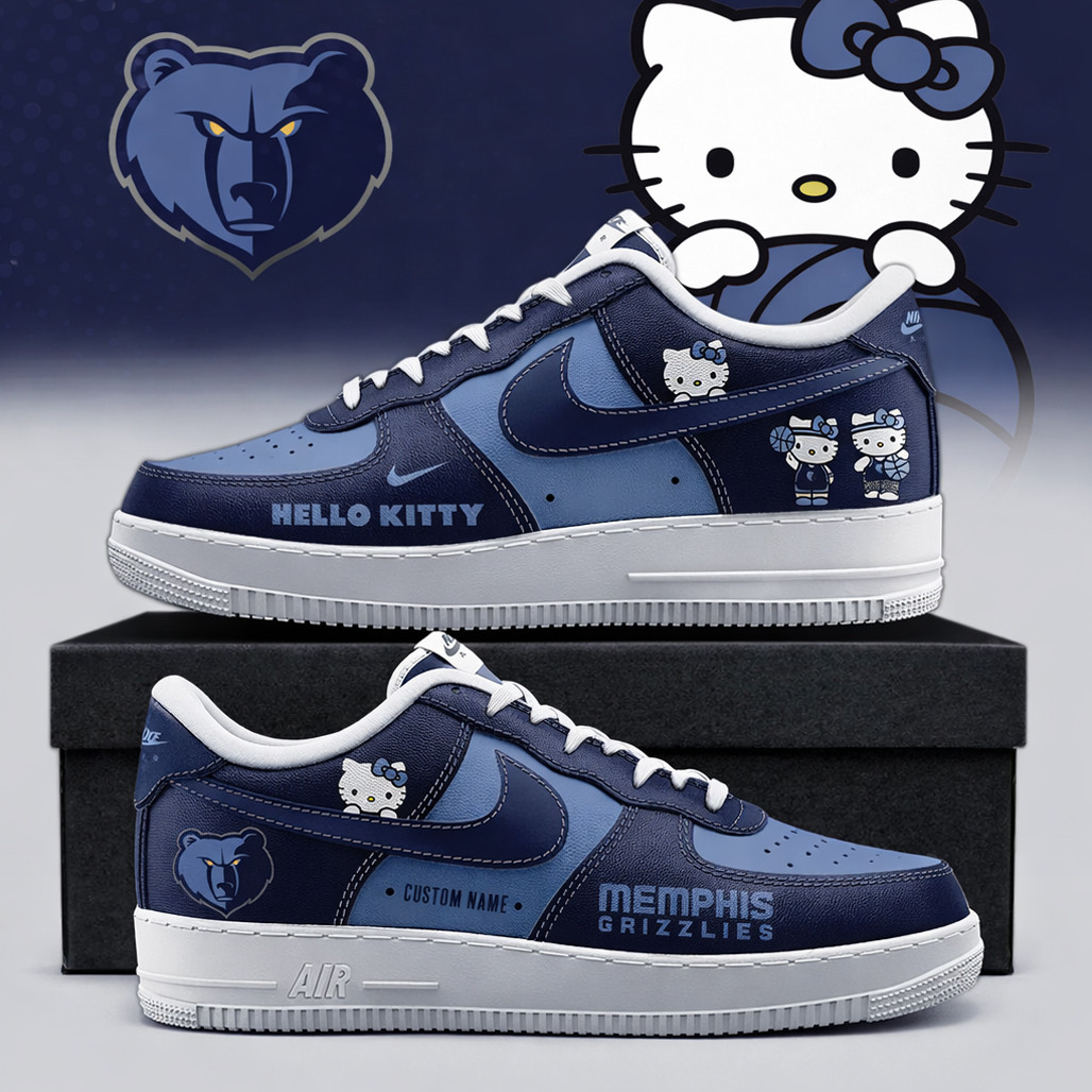 Custom Name Memphis Grizzlies x Hello Kitty Night 2026 Air Force 1 Shoes Sneakers Custom Name Memphis Grizzlies x Hello Kitty Night 2026 Air Force 1 Shoes Sneakers - Image 1