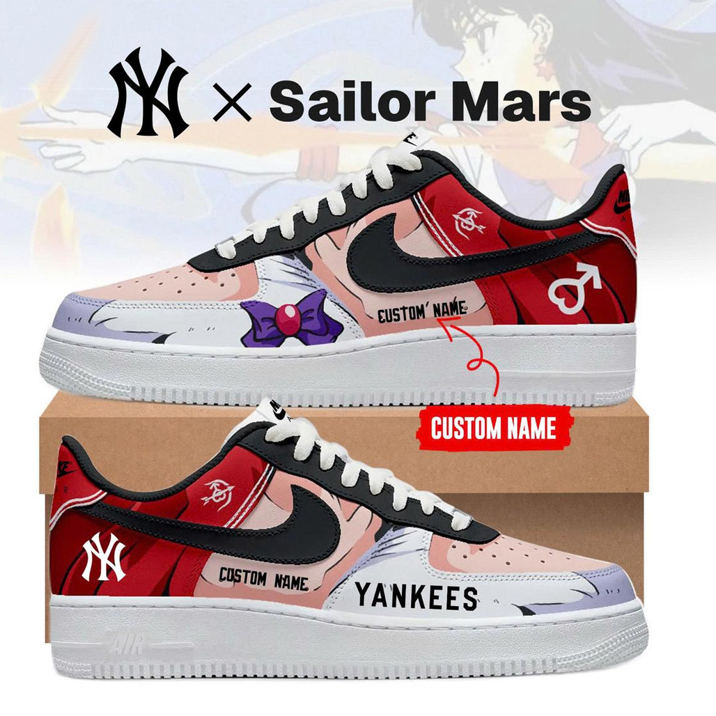 Custom Name New York Yankees x Sailor Mars 2026 Air Force 1 Shoes Sneakers Custom Name New York Yankees x Sailor Mars 2026 Air Force 1 Shoes Sneakers - Image 1