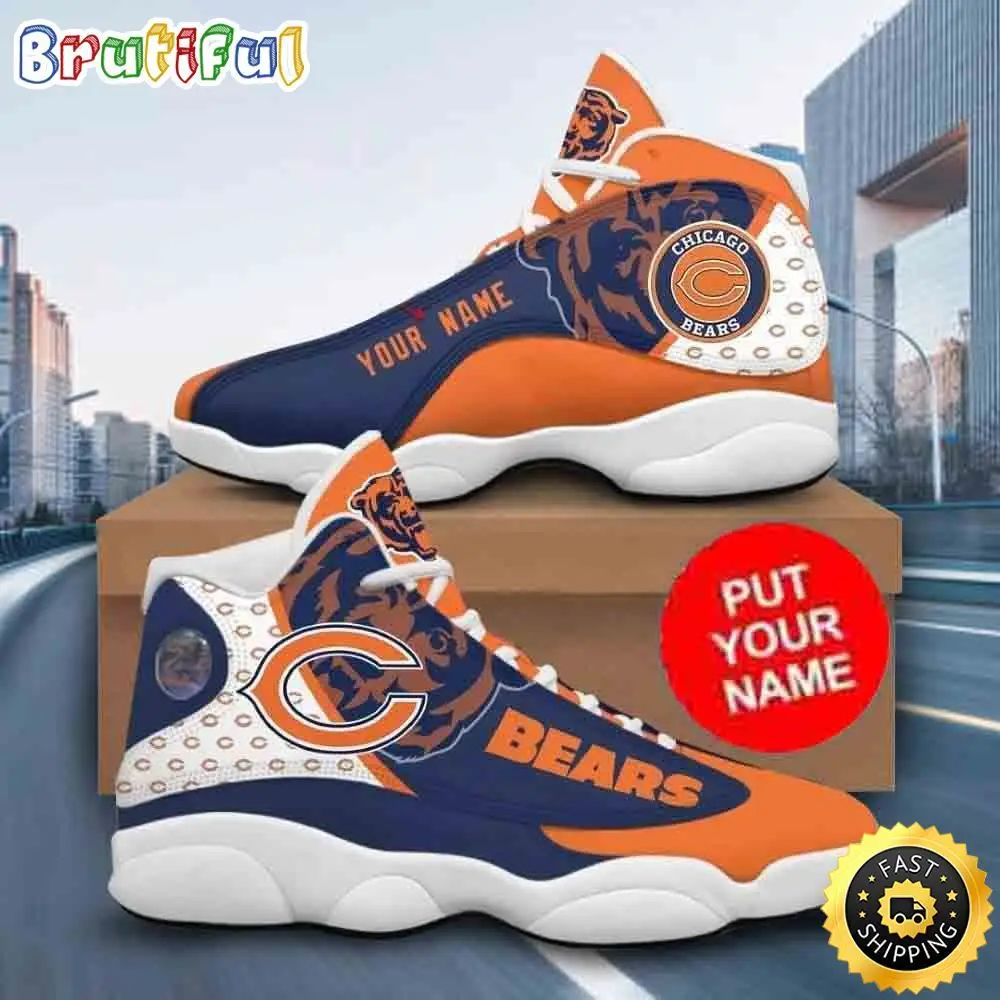 Custom Name NFL Chicago Bears Baseball Air Jordan 13 Shoes Printed Logo JD 13 Custom Name NFL Chicago Bears Baseball Air Jordan 13 Shoes Printed Logo JD 13 - Image 1