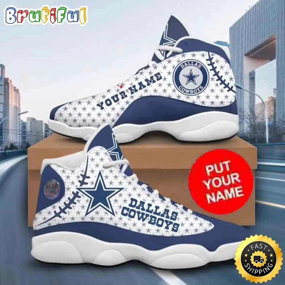 Custom Name NFL Dallas Cowboys Air Jordan 13 Shoes NFL Cowboys Gift for Fans Printed Logo JD 13