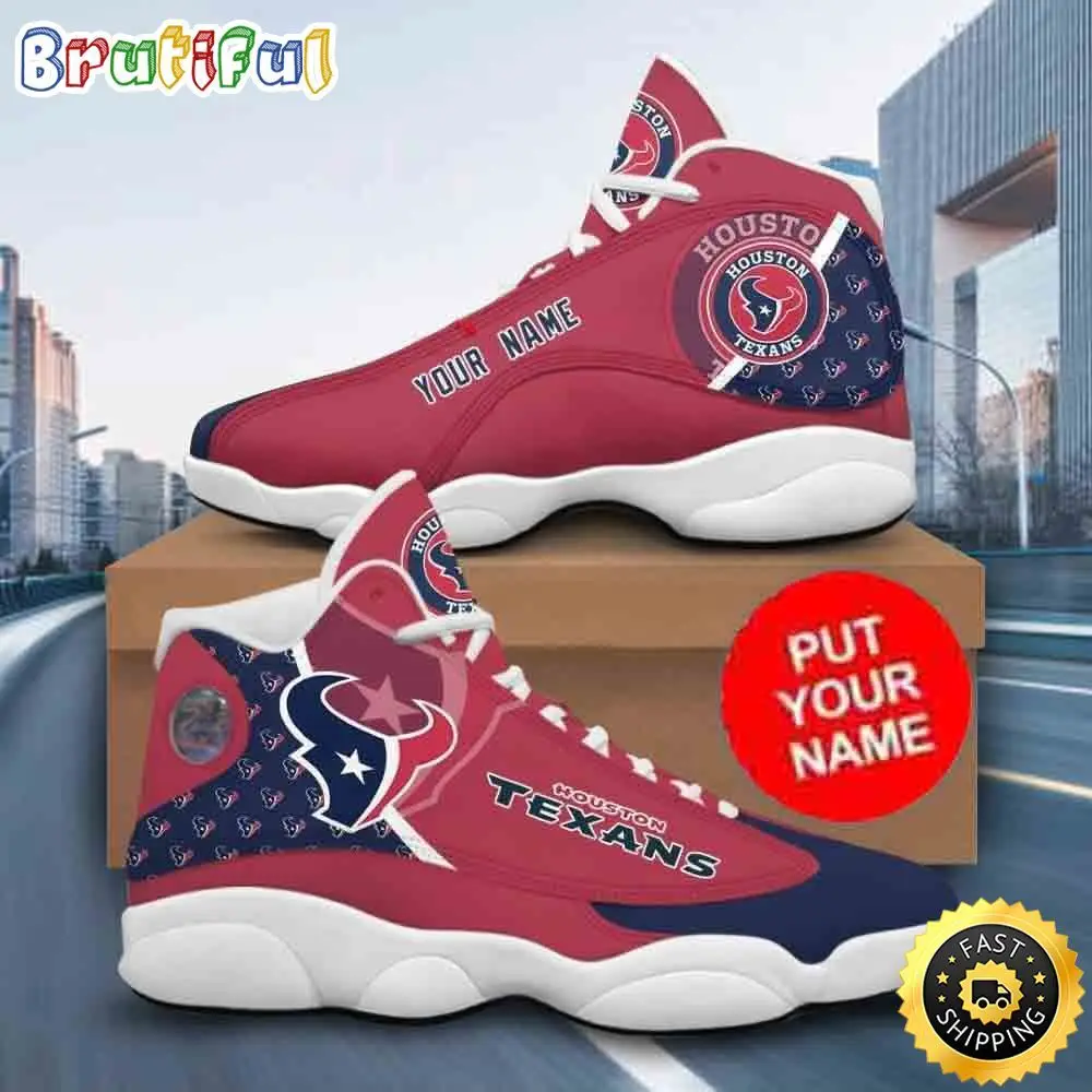 Custom Name NFL Houston Texans Air Jordan 13 Shoes Printed Logo JD 13 Custom Name NFL Houston Texans Air Jordan 13 Shoes Printed Logo JD 13 - Image 1