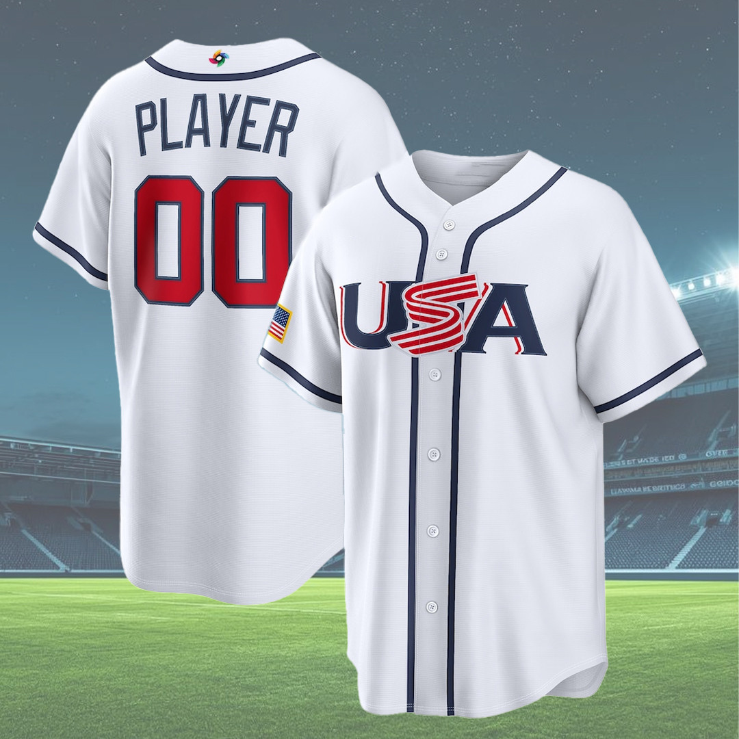 Custom Name Number Mens USA Baseball 2026 World Baseball Classic Home Jersey