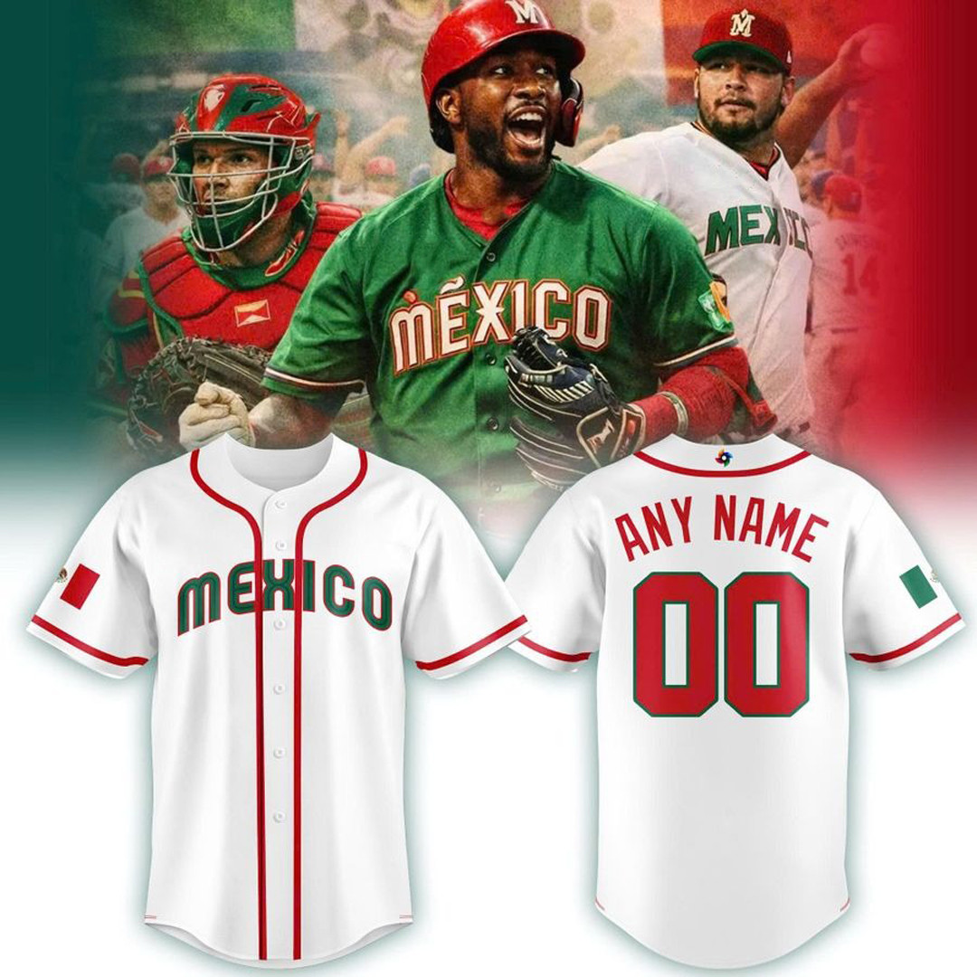 Custom Name Number Mexico Baseball 2026 World Baseball Classic Road Stadium Jersey White