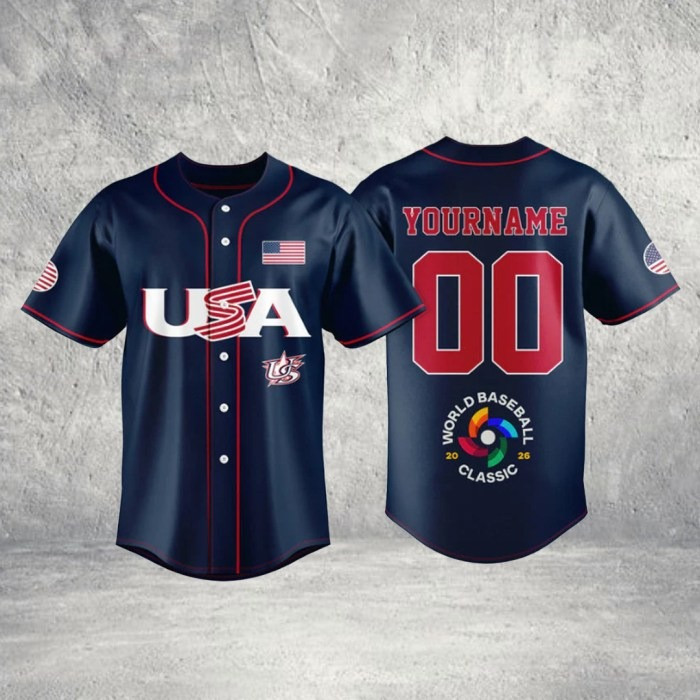 Custom Name Number USA Baseball 2026 World Baseball Classic Jersey WBC Gear