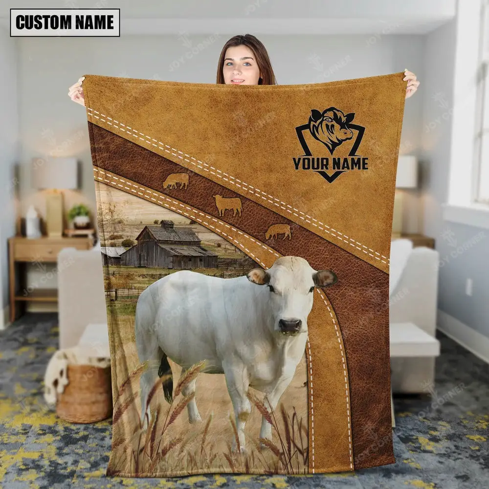 Custom Name Piedmontese Blanket Farm Animal Blanket Presents For Farmers