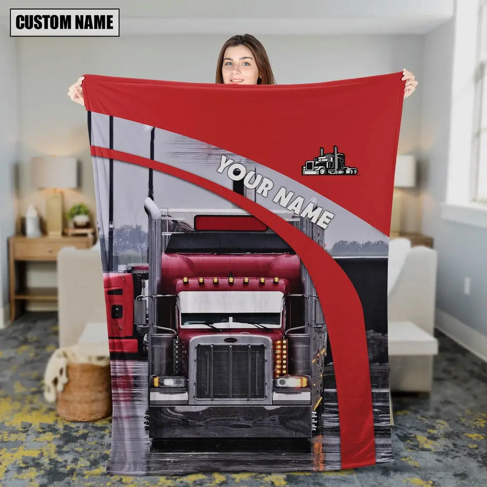 Custom Name Truck Driver Blanket 2024 Farm Animal Blanket Presents For Farmers