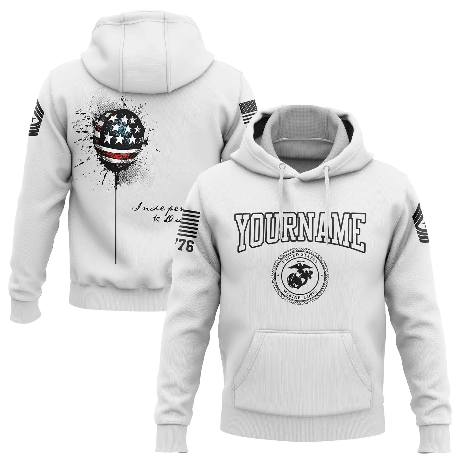 Custom Name United States Military Veteran Hoodie Independence Gifts For Father