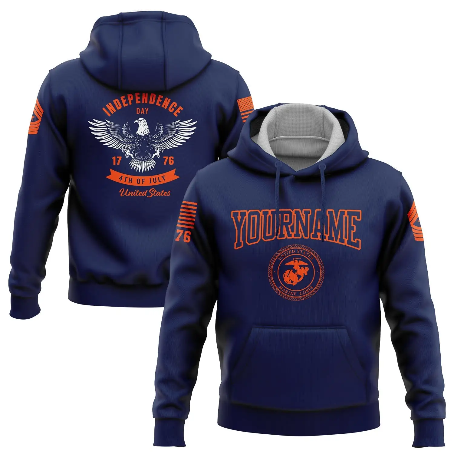 Custom Navy 1776 Eagle Military Hoodie Independence Day Clothes Great Gift For Her