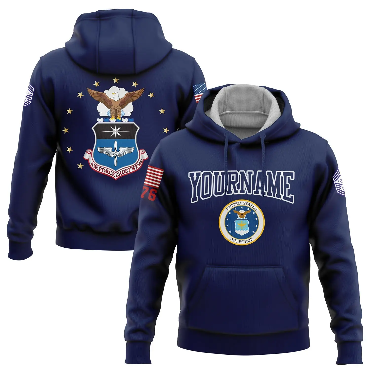 Custom Navy 1776 U.S Air Force Military Hoodie American History Flag Clothes Gift For Her