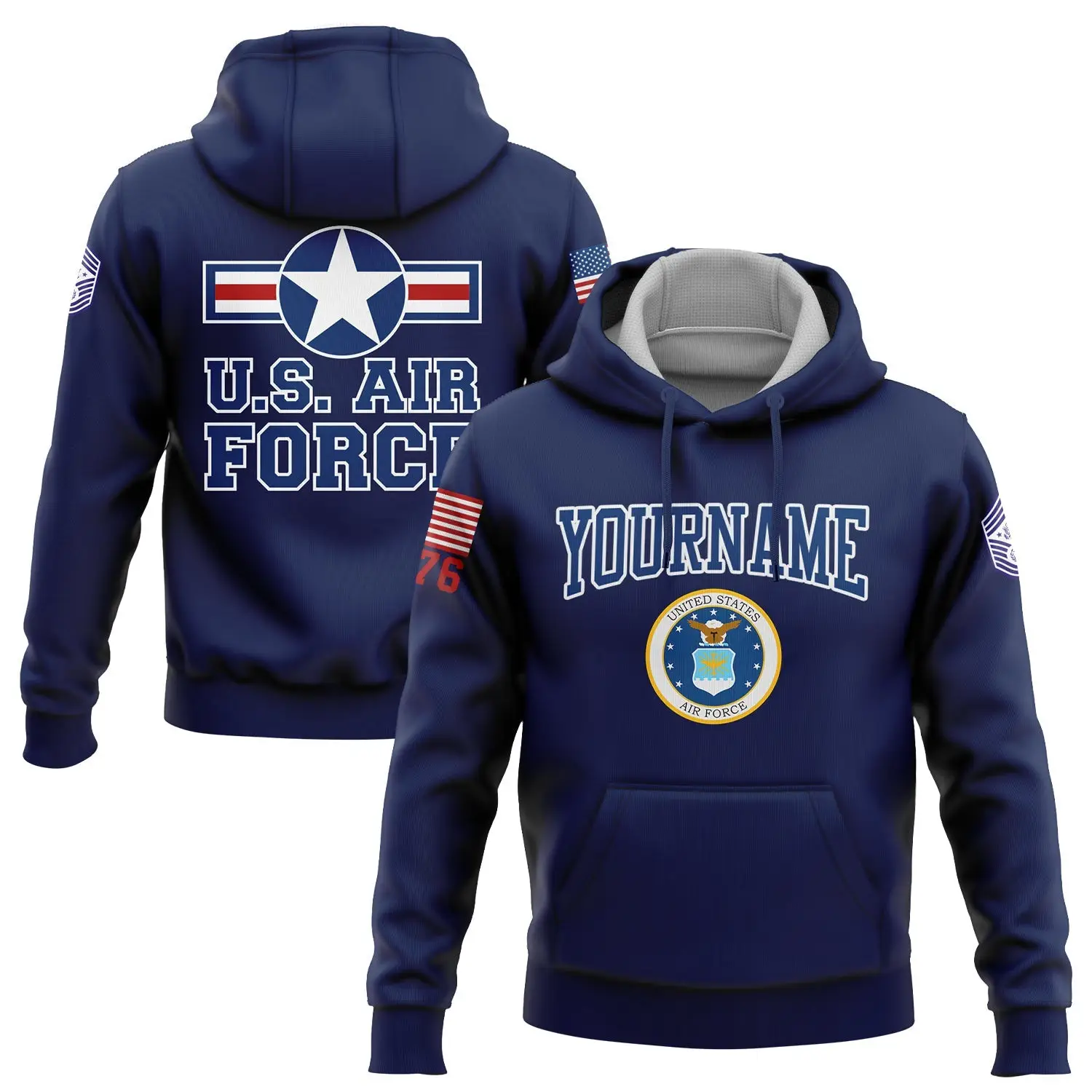 Custom Navy 1776 U.S Air Force Military Hoodie American History Flag Clothes Gift For Him